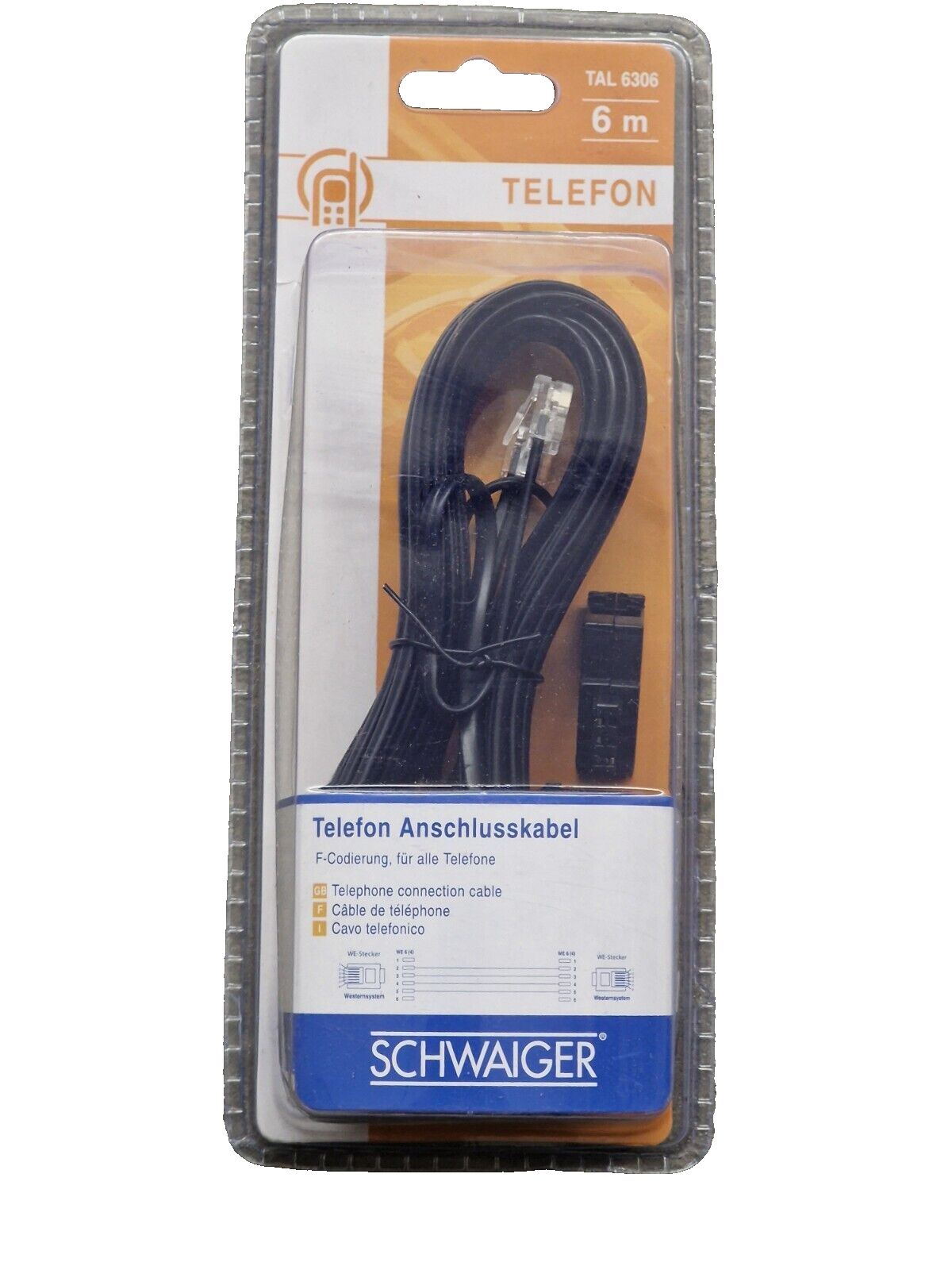Schwaiger TAL 6306 Telefon Anschlusskabel 6 Meter